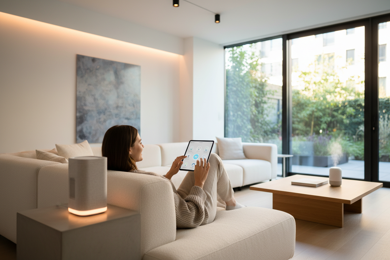 Video of soemone using home tech or lifestyle products